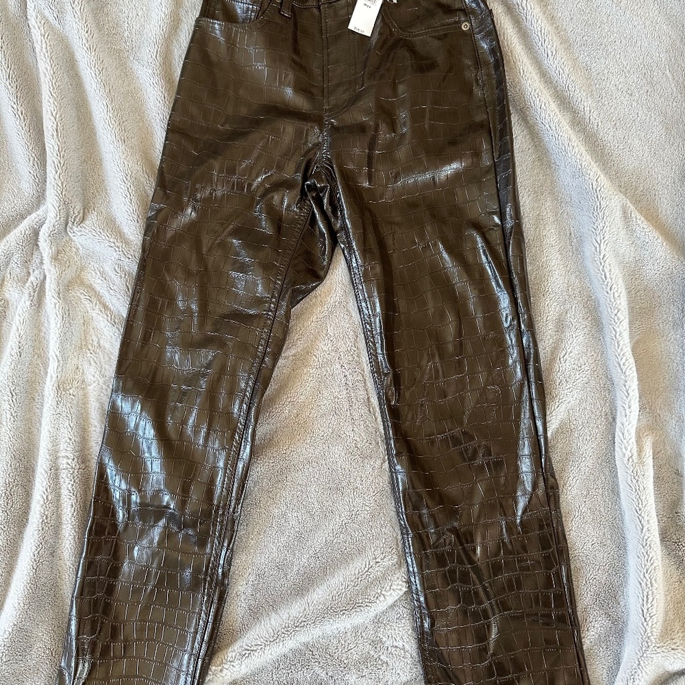 NWT GAP Cheeky Straight High Rise Vintage Pleather Snakeskin Pants